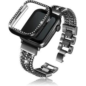 Crystal Bling Black FashionApple Watch Band with Case